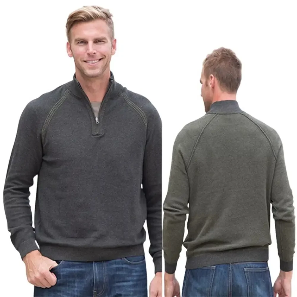 NEW Tailor Vintage Birdseye Reversible Cotton Pullover Men's Sweater Large